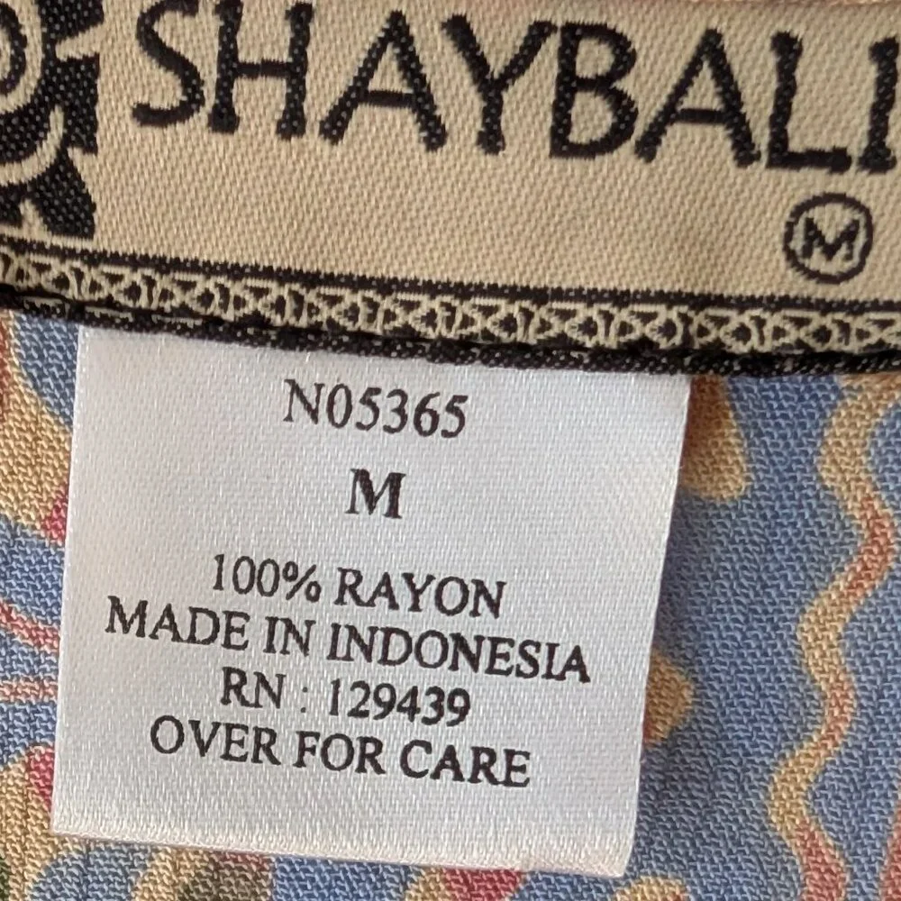 Shaybali Pink Blue Batik Rayon Tunic Top M - Picture 4 of 6
